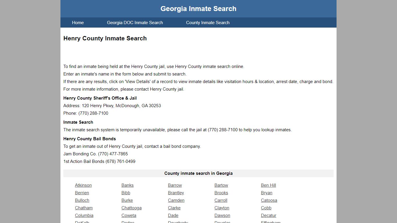 Henry County Inmate Search